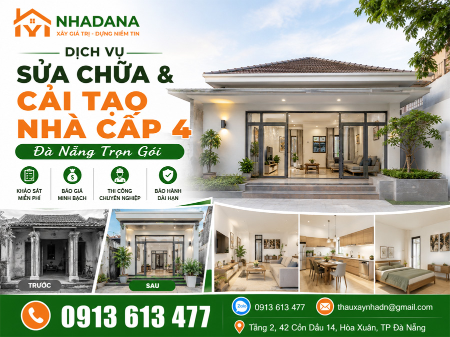 Dịch Vụ Sửa Chữa Và Cải Tạo Nhà Cấp 4 Đà Nẵng Trọn Gói Uy Tín, Tiết Kiệm Chi Phí
