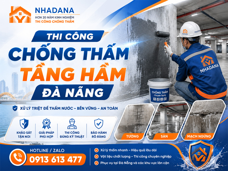 Dịch Vụ Thi Công Chống Thấm Tầng Hầm Đà Nẵng Cho Nhà Phố, Biệt Thự, Chung Cư
