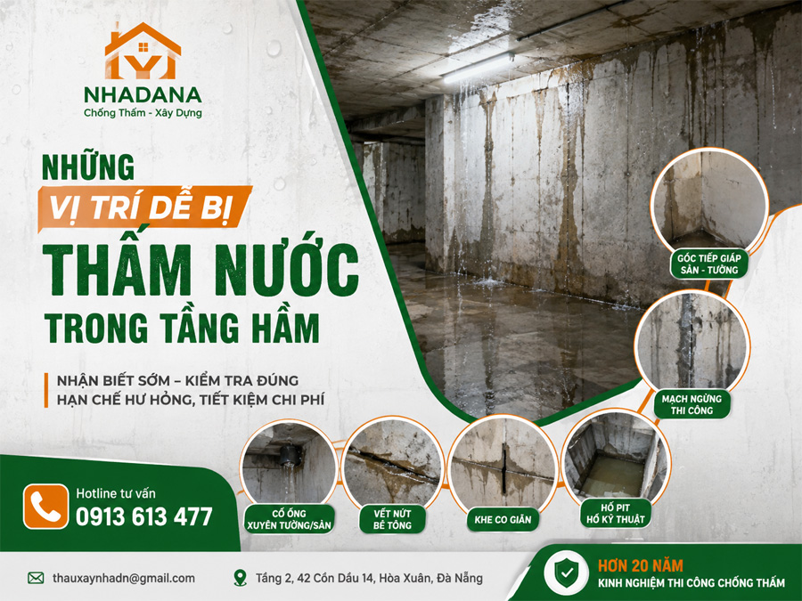 Những Vị Trí Dễ Bị Thấm Nước Trong Tầng Hầm