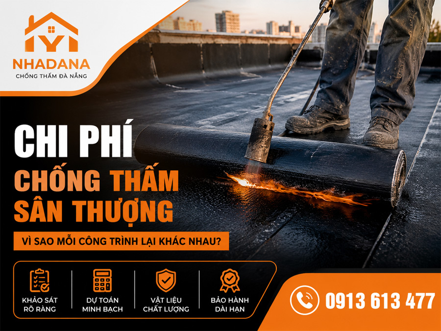 Bóc tách các yếu tố ảnh hưởng trực tiếp đến chi phí chống thấm sân thượng Đà Nẵng